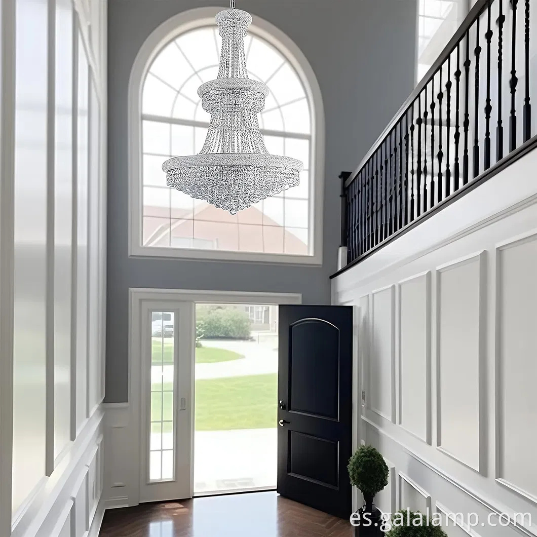 Candelera de vestíbulo de cristal de oro elegante - lámpara colgante de techo contemporáneo